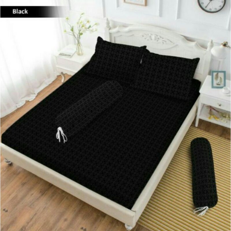 Seprai Sprei Polos Hitam King size 180x200 Seprei Black