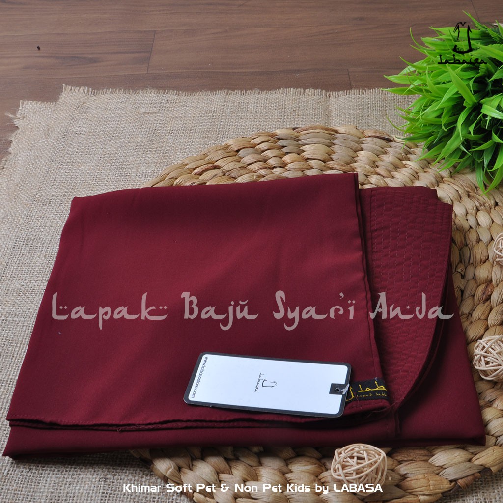 Labasa Jilbab Khimar Anak Syari Pet &amp; Non Pet Hitam Polos &amp; Aneka Warna