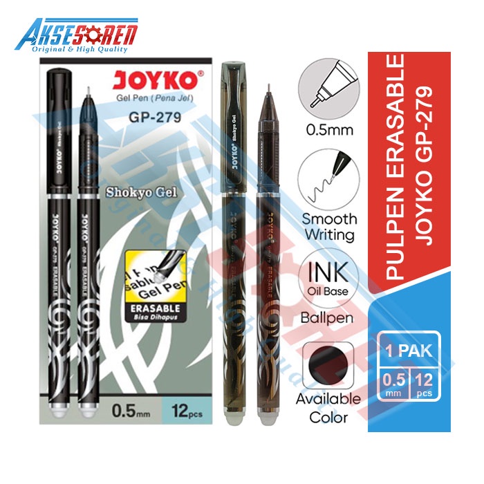 

Pulpen Shokyo Erasable Gel Joyko [GP-279/12 pcs] / Ballpoint Pena Pen [0.5 mm/1 Pack]