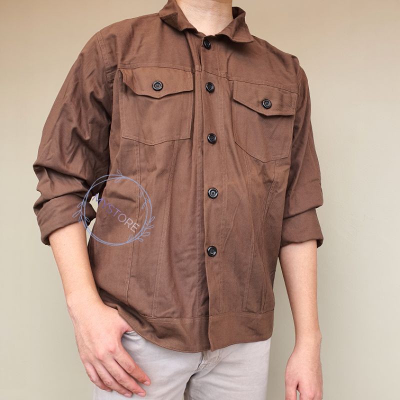 Kemeja Pria Coklat Size L Outer Pria