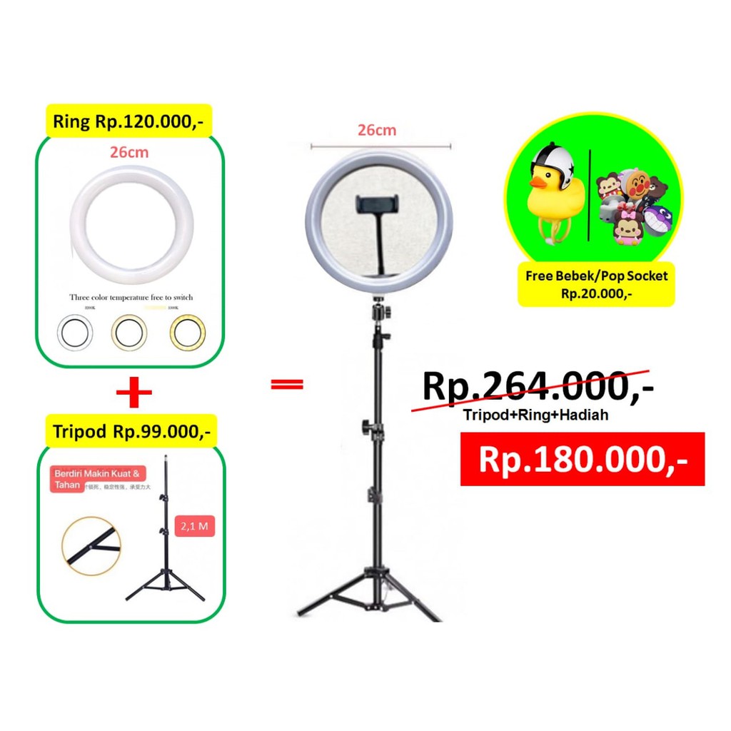 TRP-010 SOHA Ring Light Makeup 26cm Plus 1 Pcs HOLDER Handphone Buat Selfie