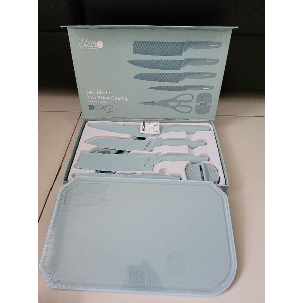 Stein Steincookware Pisau Diamond Knife Set 5 + Free Knife Sharpener Pisau Dapur ORI READY STOK