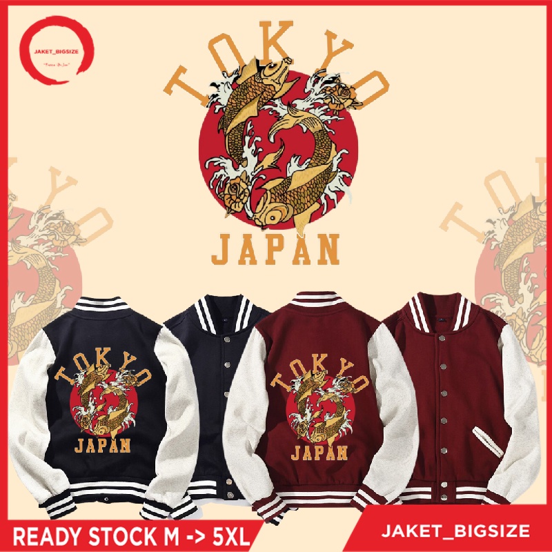 Jaket Baseball Zipper Hoodie Hudi jepang tokyo harajuku jumbo bigsize pria wanita ukuran m l xl xxl xxxl xxxxl xxxxxl