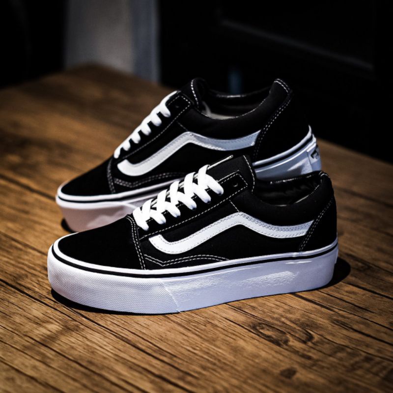 SALE  Vans Oldskool Platform Black White Original - Vans Old Skool Platform Black White Original - V