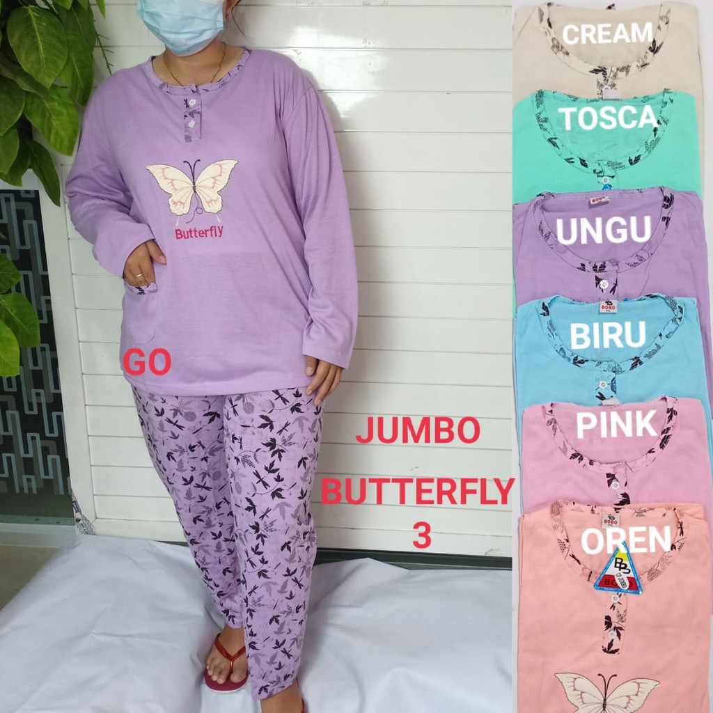 gos BABYDOLL Bobo PP Dewasa Jumbo Setelan Baju Tidur Busui Celana Panjang Lengan Panjang Piyama