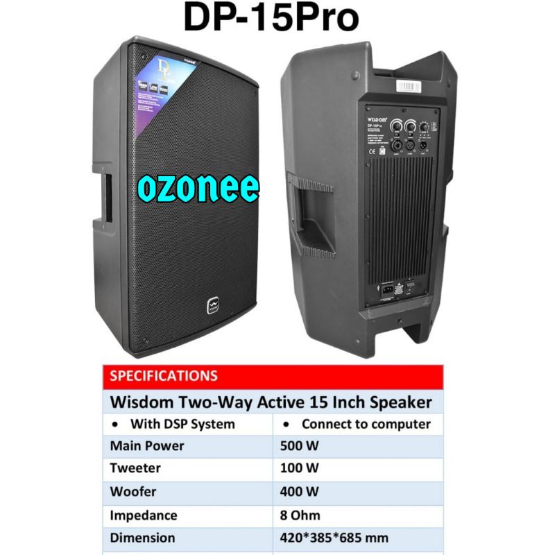 SPEAKER AKTIF WISDOM 15 INCH TWO WAY DP-15 PRO ORIGINAL SEPASANG