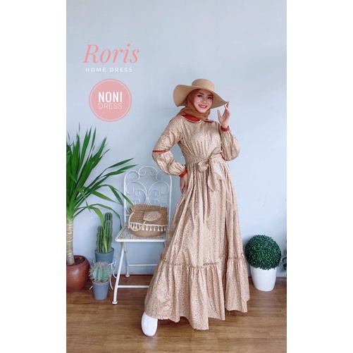 Roris Fasion Nony Dress | biru coklat putih sage | Gamis untuk remaja dan dewasa