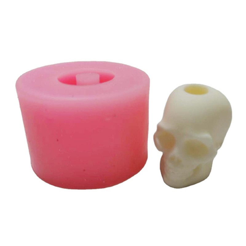 Glitter Handmade 3D Human Skull Shape Silicone Straw Topper Mold Skull Sucker Straw Decor Resin Casting Mold Art Craft Tools