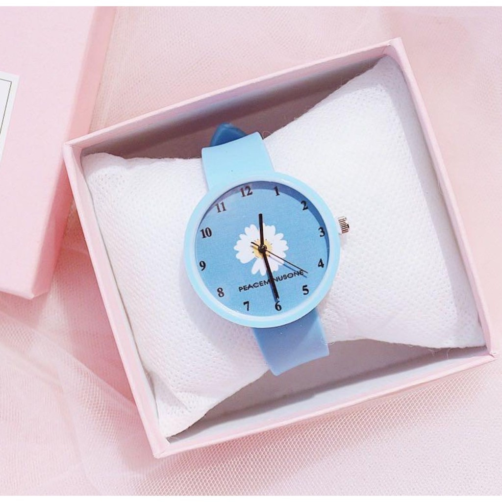 PA Jam Tangan Quartz Analog Korea Motif Bunga Daisy Untuk Wanita / Jam Tangan Bunga Import JF075