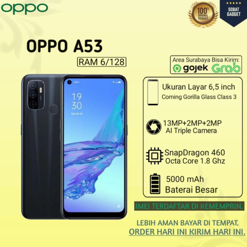 OPPO A53 RAM 6/128 100% ORIGINAL BERGARANSI OPPO INDONESIA