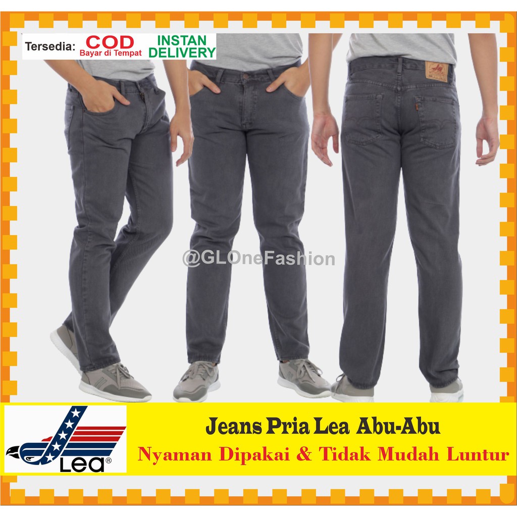 CELANA JEANS PANJANG LEA 606 STANDAR REGULER PRIA/COWOK/LAKI-LAKI MURAH BAHAN BAGUS WARNA ABU ABU