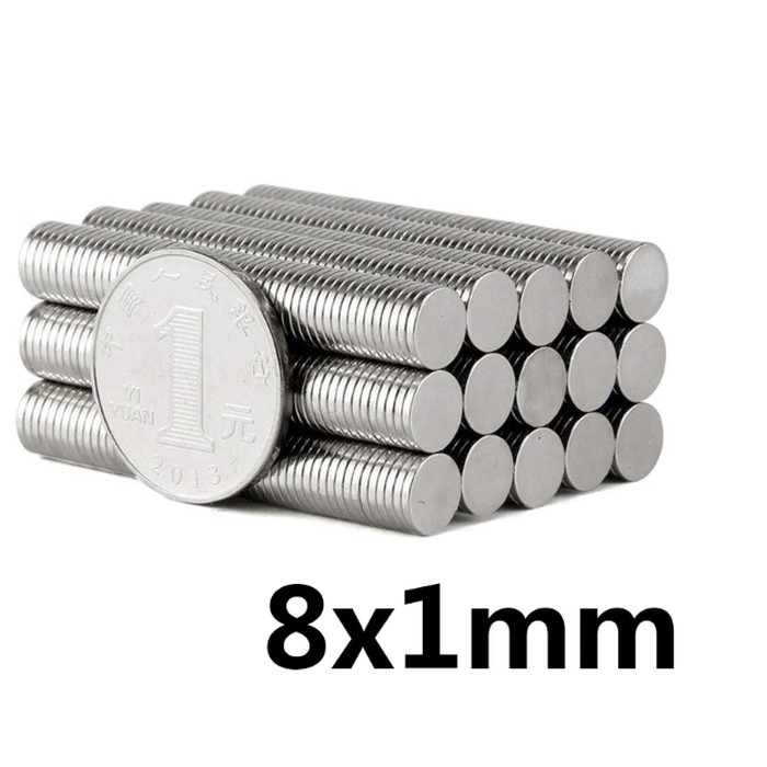 Magnet Super Neodymium Isi 50 Coin Round Cylinder Bulat NdFeB 8x8x1mm
