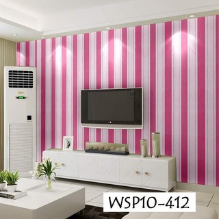  Wallpaper  Stiker Dinding  Motif Garis Warna Merah Muda 