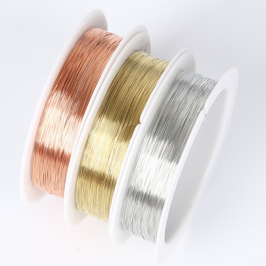 Kawat Tembaga Lapis Emas Ukuran 0.3/0.4/0.5/0.6/0.8mm 2.5/4.5/6.5/8/15m Untuk Membuat Perhiasan Diy