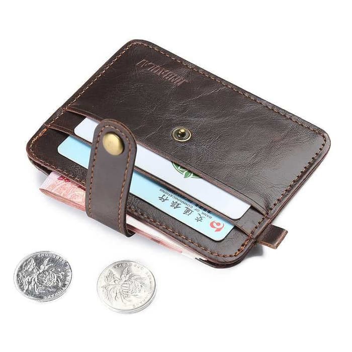 Jinbaolai Dompet Kartu Uang Lipat Kecil Minimalis Kulit 5 Slot Card 31