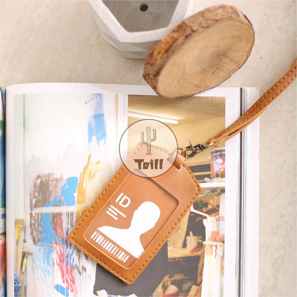 Name Tag Id Card Holder Kulit Souvenir Holder Kantor Muqten Patuk Multifungsi Di Kait Dan Di Kalung