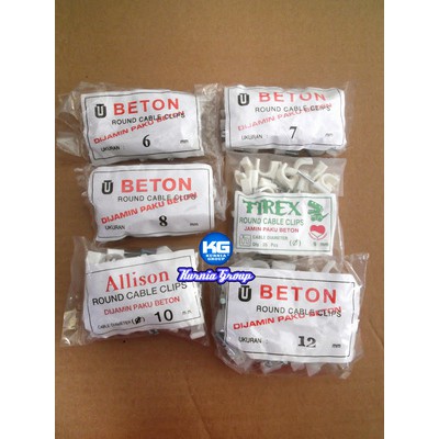 KLEM KABEL PAKU BETON CABLE CLIP TEMPEL KABLE KE TEMBOK 1 PAK CLIPS CLAMP CHARGA GROSIR TERMURAH