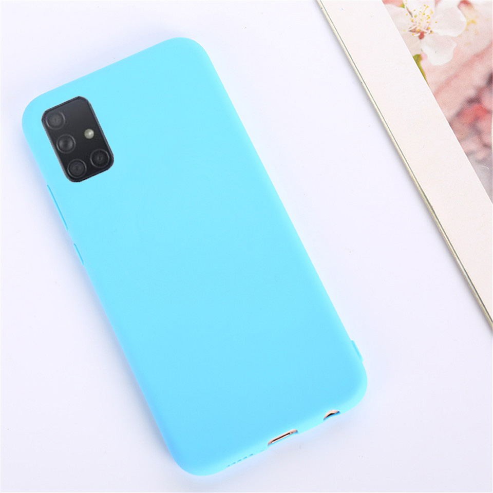 Samsung Galaxy A51 A71 S20 Pro S20 Ultra Candy Color Slim Thin Soft TPU Phone Case Cover-Light Blue