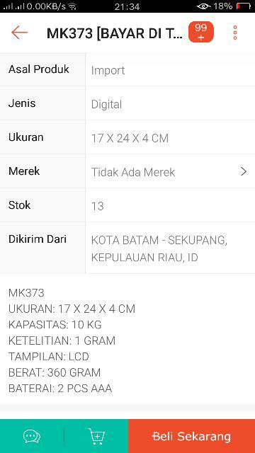 Timbangan Dapur Digital Mk373