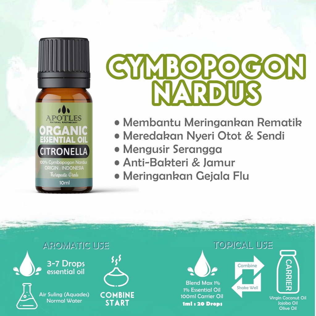 Citronella Pure Essential Oil - Minyak Aromaterapi Serai Wangi Citronella Essential Oil 10ml