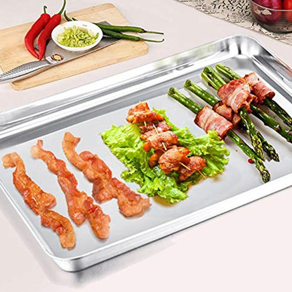 Rebuy Baking Sheets Stainless Steel Chef Cookie Cookware Peralatan Masak Piring Rumah Panci Panggang