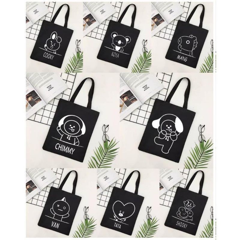 [BISA COD] Tas BT21 totebag BT21 tas jinjing BT21 hitam