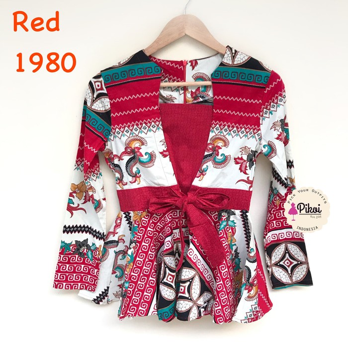 731 Batik Wanita Modern / Batik Kimono / Batik Peplum pink tosca biru