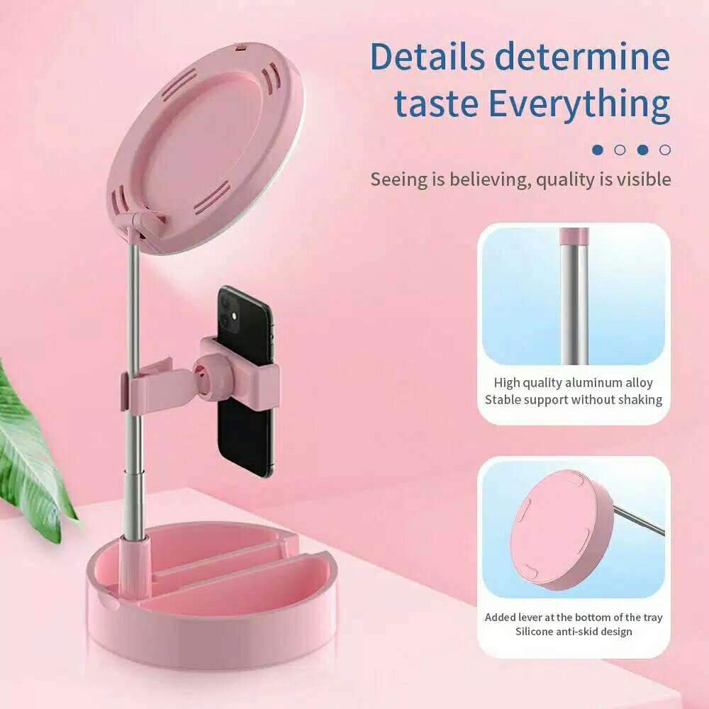 SUPER66 live streaming light, selfie light dengan holder, portable ring light, lampu make up G3