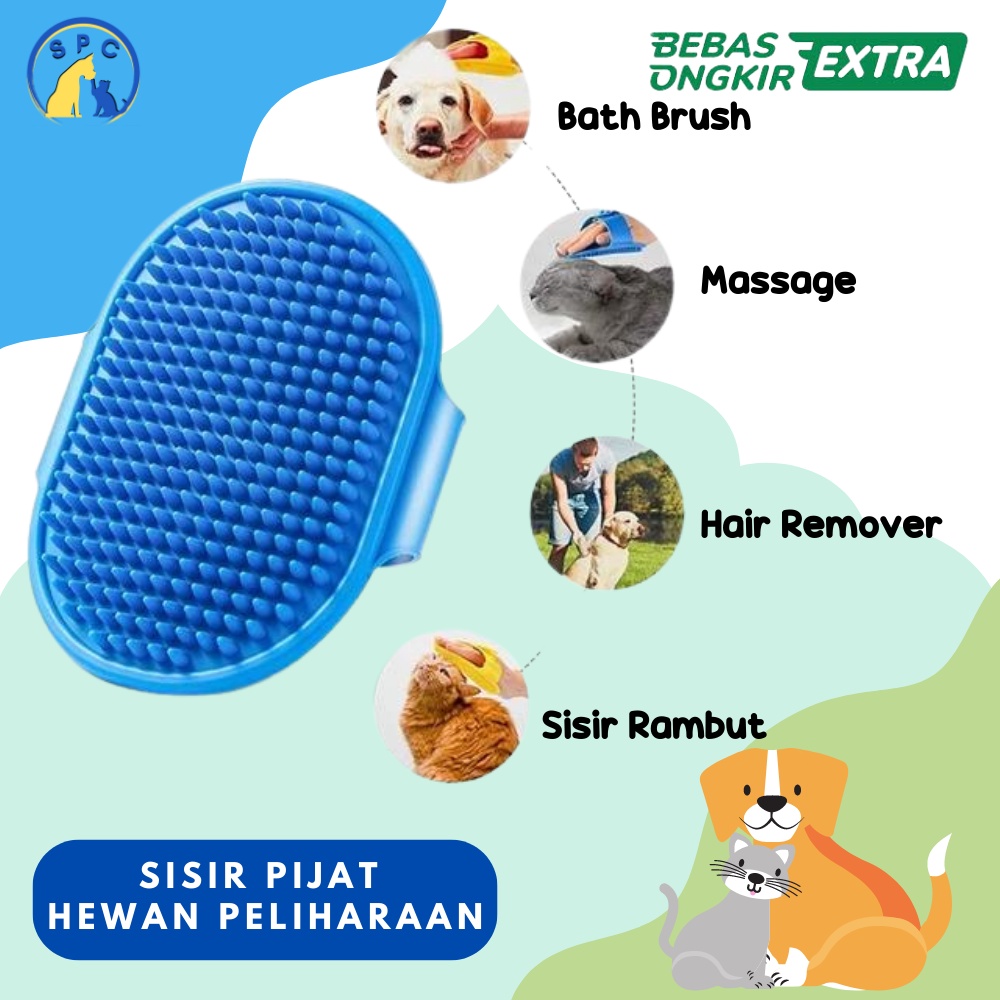 Sisir Pijat Bulu Kucing Anjing Kelinci Pet Brush Grooming Sikat Mandi Warna Random