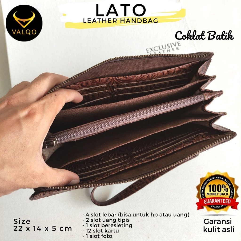 [VALQO] LATO Dompet Handbag Kulit Sapi Pria Wanita Pria Wanita Laki Perempuan Tas Tangan