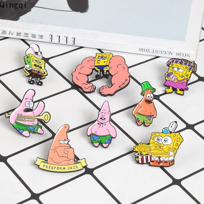 Bros Pin Enamel Bentuk Kartun SpongeBob SquarePants Patrick StarBrooch Untuk Anak