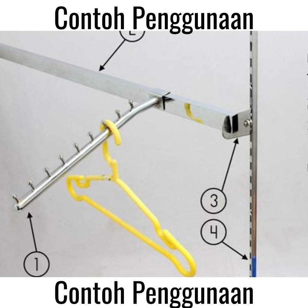 Hanger Suling Pipa Kotak 6 Titik Tekuk Paku Gantungan Baju Display Toko