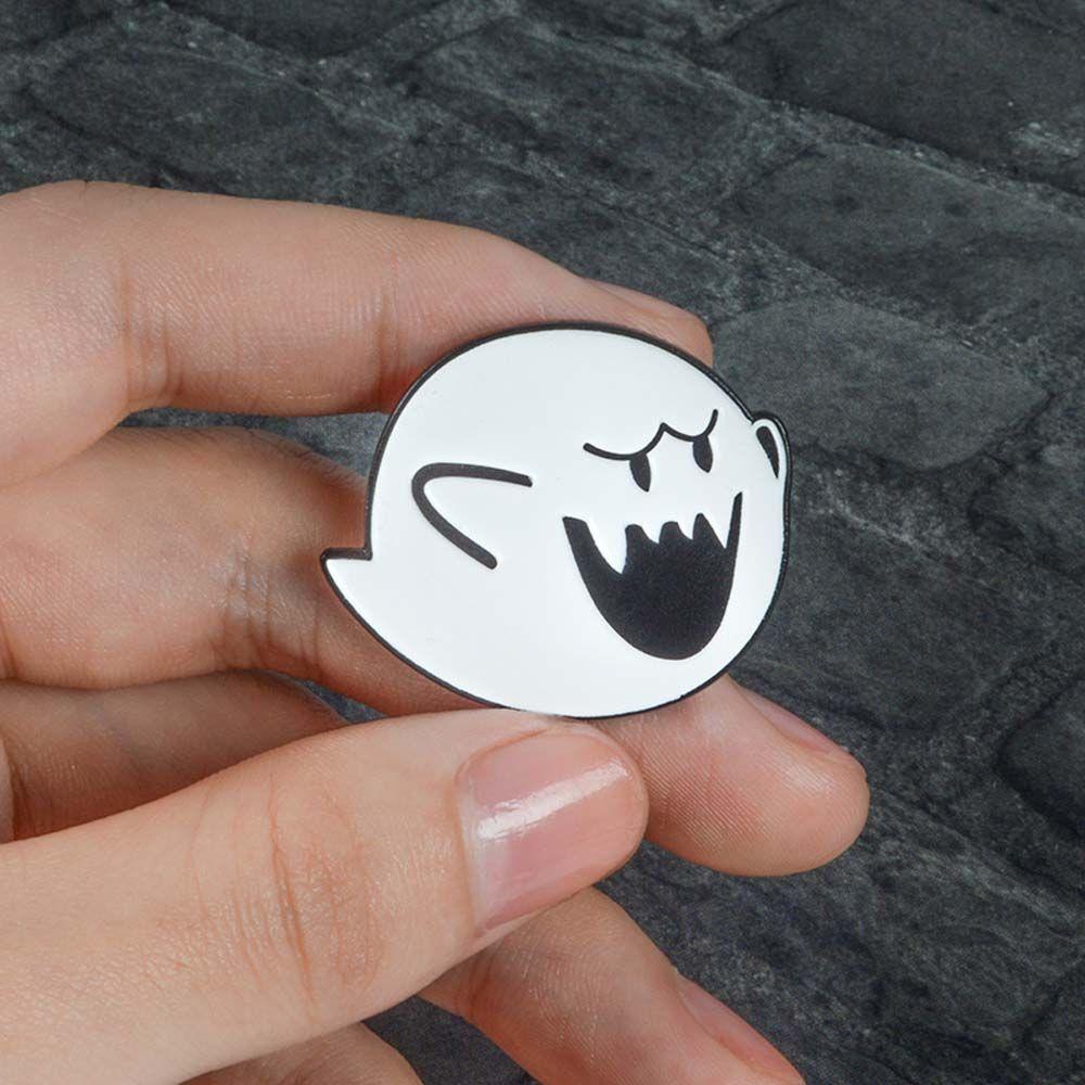 Mxbeauty Hantu Bros Hadiah Untuk Wanita Pria Kartun Perhiasan Aksesoris Hantu Putih Lencana Pin Kerah Pin Enamel Pin