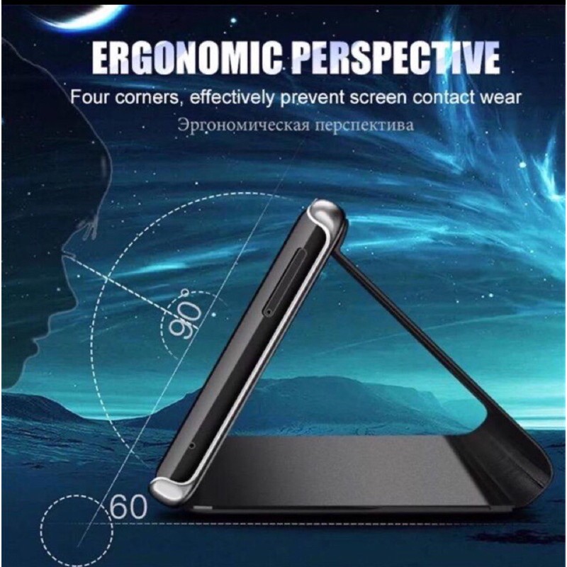 SAMSUNG S9 S9+ S8 S8+ S7 EDGE S6 EDGE Flip Cover Clear View Mirror Standing Flip Case