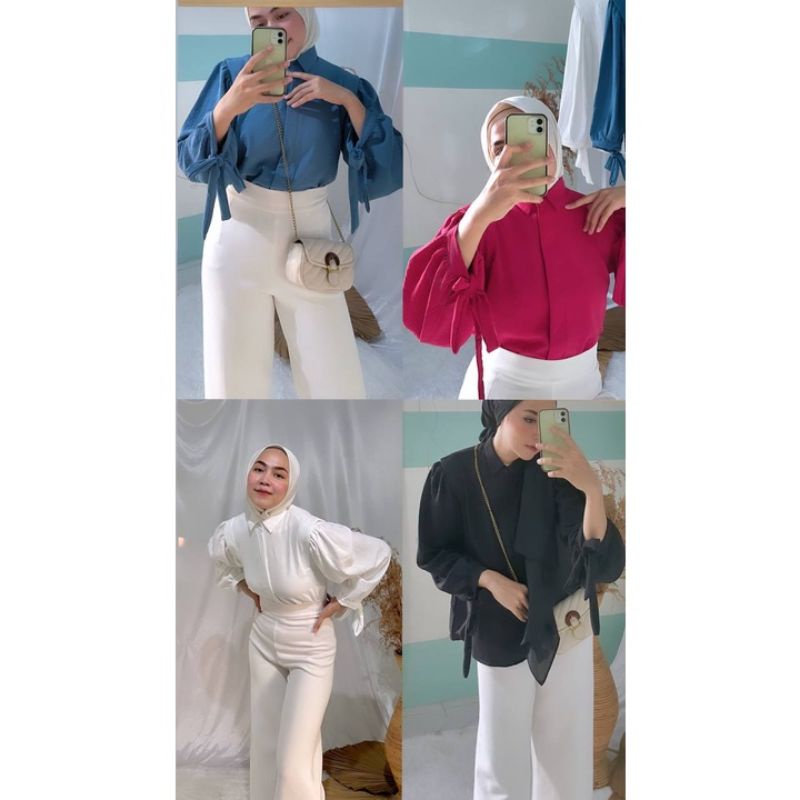 SOFIA BLOUSE Kemeja Polos Crinkle Airflow Ootd Casual Santai