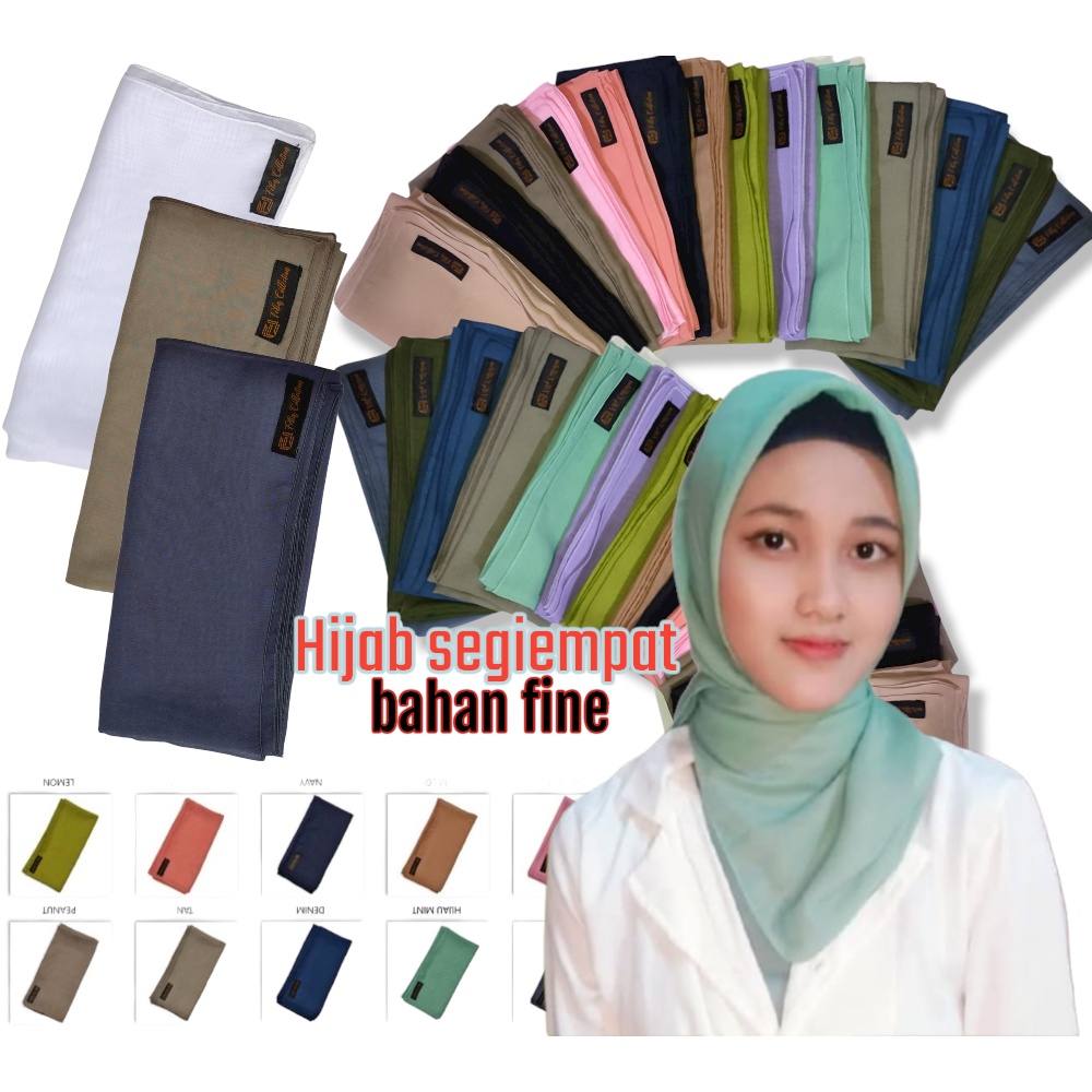 Hijab Warna SEGIEMPAT Polos (bahan cotton Fine Original) COD murah