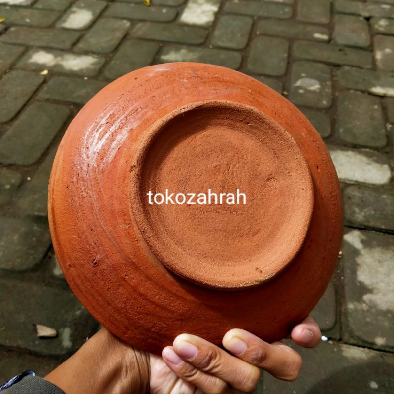 Piring Cobek Tanah Liat Merah KAKI -+20-21cm/Cobek Merah Traditional
