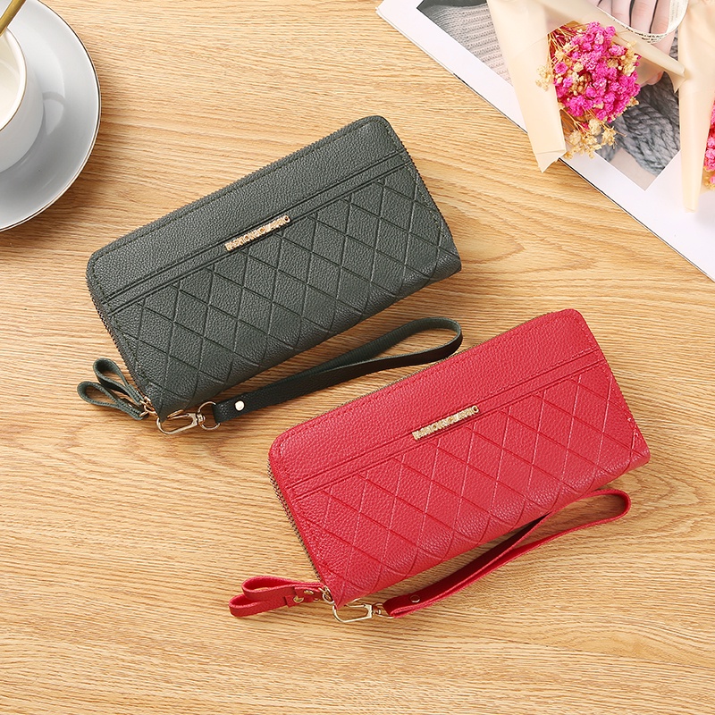 Dompet Panjang Wanita Zipper Fashion Women Wallet Style Classic Dompet Clutch 2 Resleting Kulit PU Azgalery D55