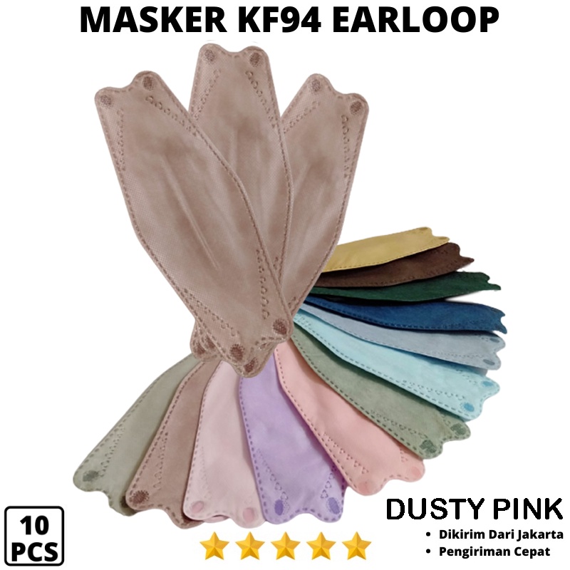 BARU Masker Kf94 3ply Earloop Mask 10pcs 4ply Korea Style non Masker Medis Original Face Mask Masker APD Safety
