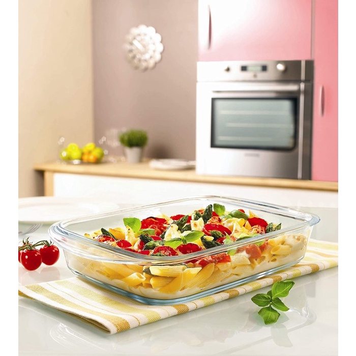 Loyang Kaca - Loyang Kaca Wadah Piring Saji Makanan Casserole Oven Microwave Safe