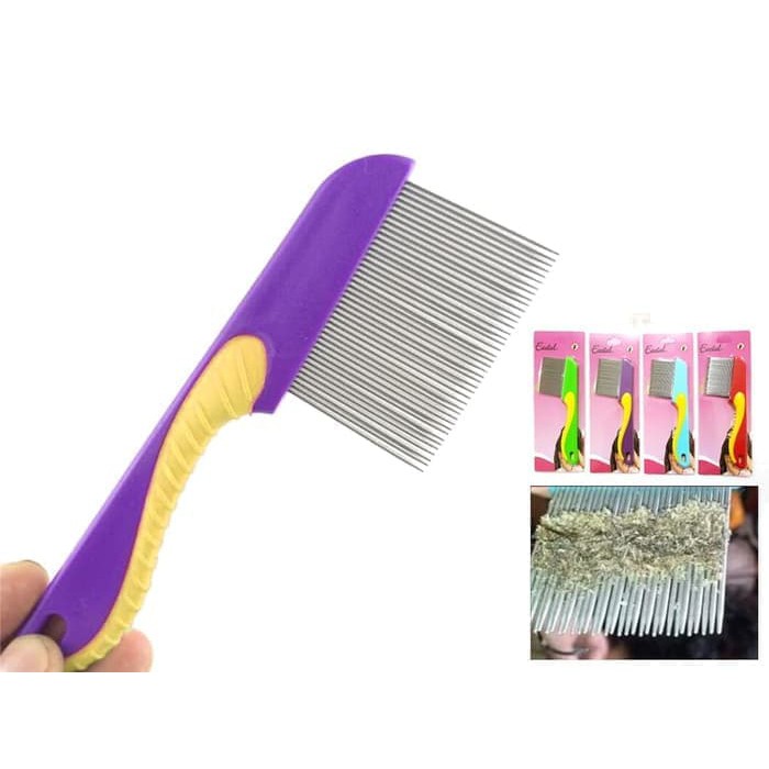 SISIR KUTU AJAIB GAGANG PANJANG BAHAN LOGAM / SISIR SERIT KETOMBE - WARNA ACAK