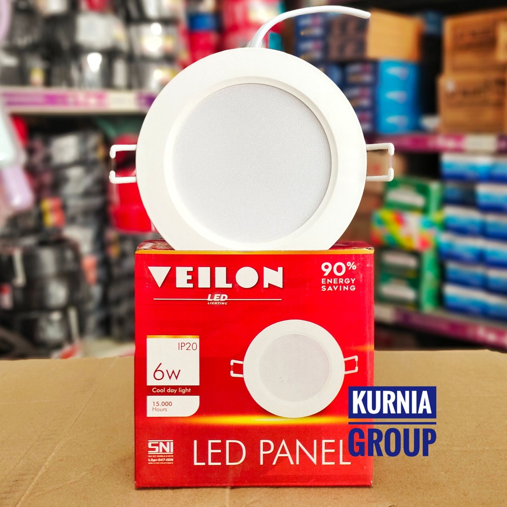 Lampu Downlight LED IB Panel VEILON 6W 9W 12W 18W Bulat Putih Super Terang Drop Ceiling Donlight Tanam Pojok Sudut Plafon PVC Gypsum Ternit Kualitas Joss Terang Mantap Premium Body Slim Super Bright 220v SNI Kurnia Group