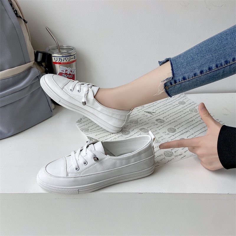 COD Sneakersdaily 3103 Sepatu Sneakers Kanvas Wanita Casual Sport Putih Tali