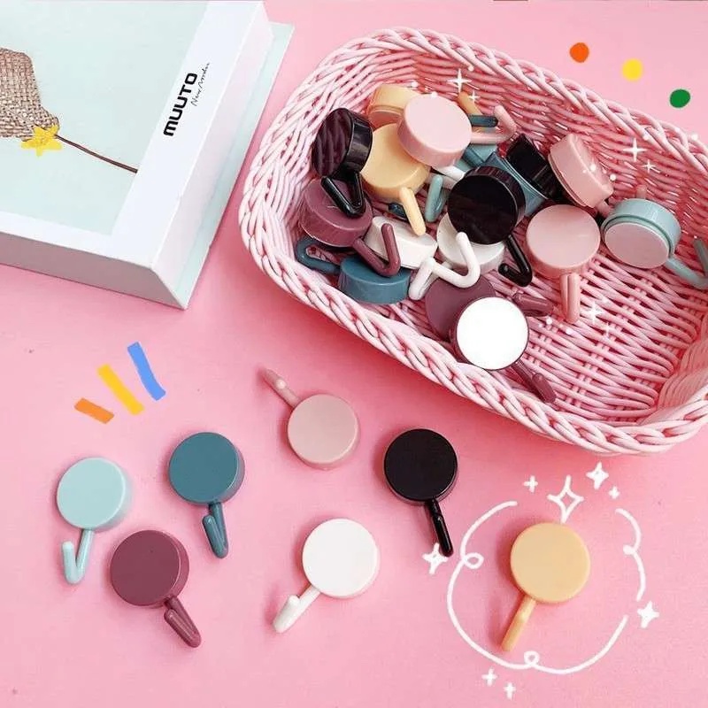 Gantungan Hook Macaron - Hook Bulat Tempel Dinding Multifungsi