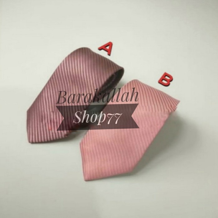 TERMURAH- Dasi Pria Import Motif Salur Rose Gold Muda Tua 3 Inchi 8 Cm - Rose Gold Tua