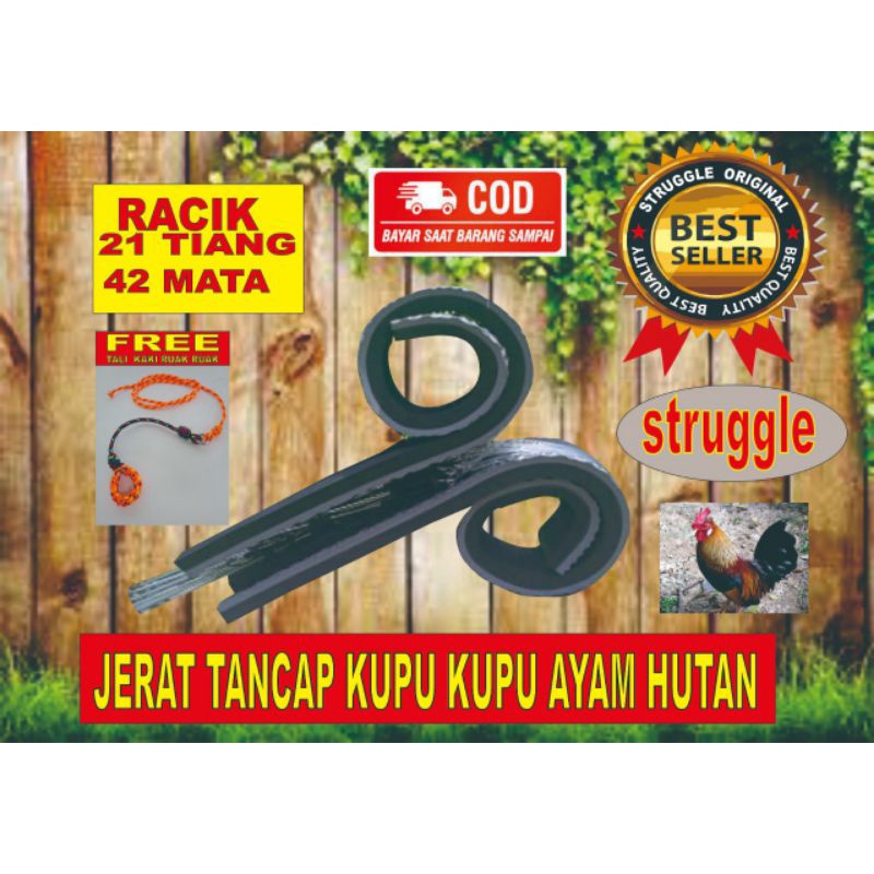 JERAT RACIK KUPU KUPU AYAM HUTAN 21tiang/42 mata FREE TALI KAKI AYAM HUTAN