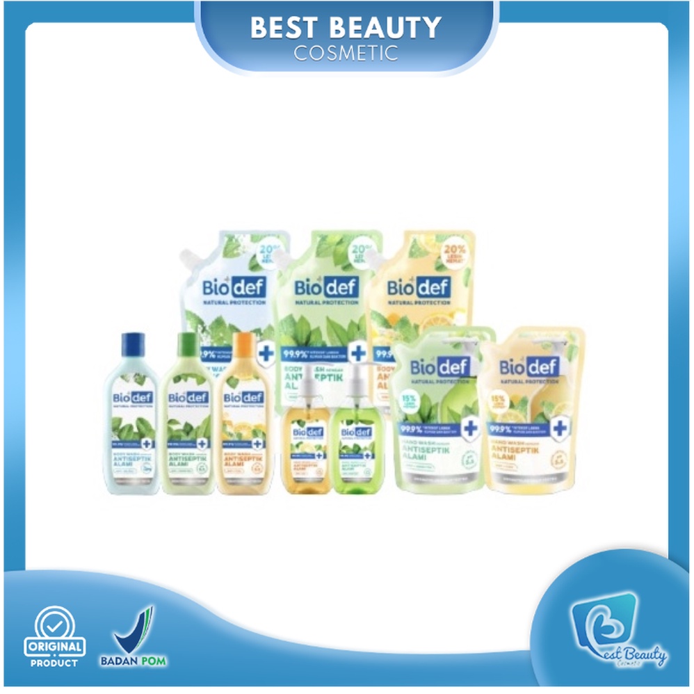 ★ BB ★  Biodef Natural Protection Body Wash - Mint + Sea Salt - Mint + Green Tea - Mint + Yuzu - Botol 275ml - Refill 400ml - BIO DEF