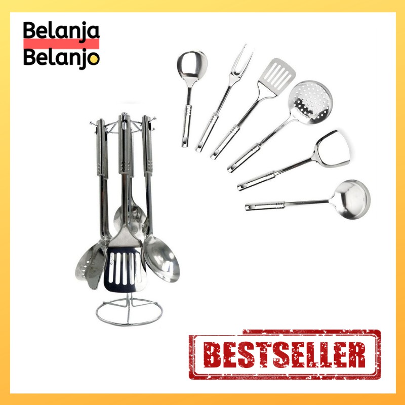 Peralatan Masak Stainless Steel / Spatula Set Bahan Stainless Steel Idealife (1 Set)