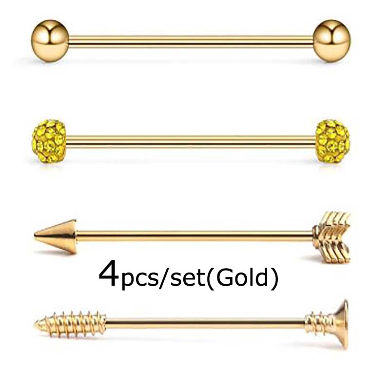 4pcs/sets 14G Scaffold Barbell Earring Tribal Arrow Cartilage Piercing Stainless Steel