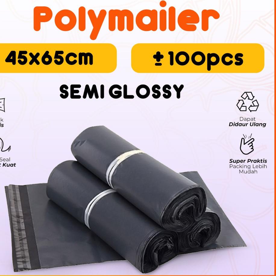 For Sale - Plastik Packing Polymailer Warna Hitam 45x65 isi 100 pcs Tebal Semi Glossy MURAH 